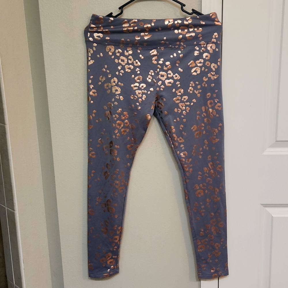 JUSTICE girls size 18 plus Gray rose gold foil leopard 🐆 leggings